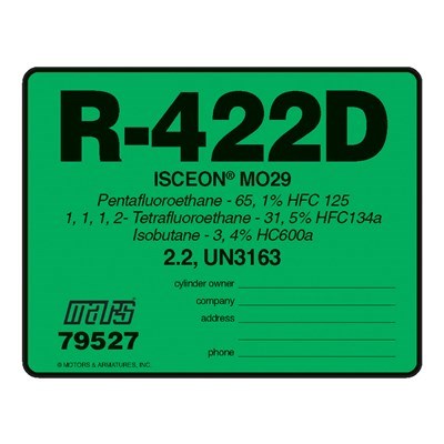 R-422D REFRIG I.D. LABELS 10PK